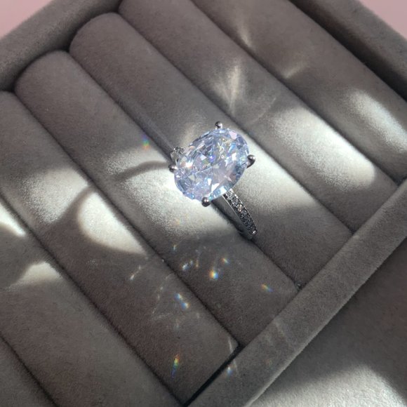 NEW 5CT Oval Cut Halo Diamond Sterling Silver - Picture 8 of 16